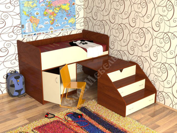 Детская кровать-чердак Кузя СлавМебель
