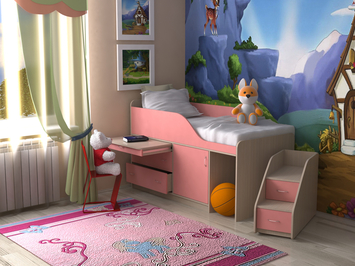 Детская кровать-чердак Кузя-3 мини СлавМебель