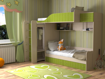 Детская двухъярусная кровать Дуэт-3 СлавМебель