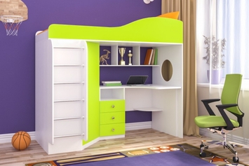 Кровать-чердак "Кадет-1" Ярофф СПб с металл. лестницей 