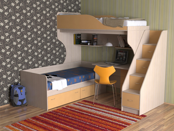 Детская двухъярусная кровать Дуэт-5 СлавМебель