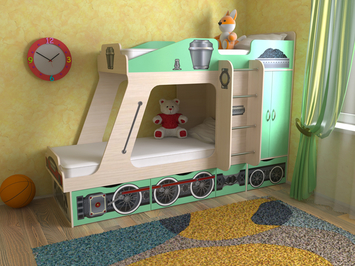 Двухъярусная кровать Паровозик СлавМебель