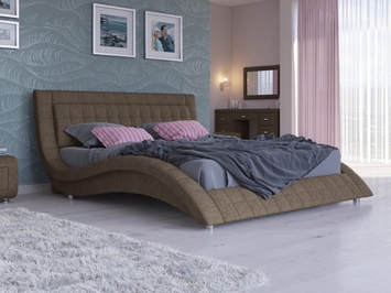 Кровать с подголовником из ткани