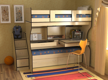 Двухъярусная кровать трансформер Дуэт-4 СлавМебель