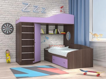 Кровать-чердак "Кадет-2" Ярофф СПб с металл. лестницей