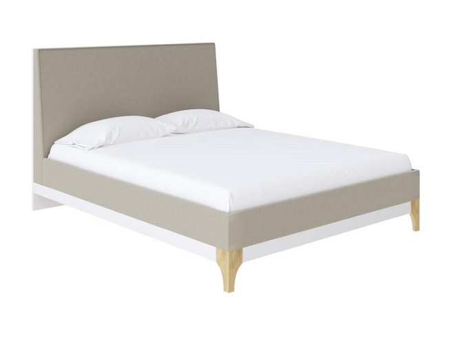 Кровать Odda белый жемчуг/лама бежевый