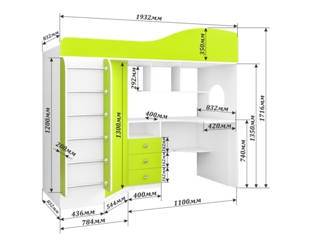 Кровать-чердак с лестницей Ярофф СПб