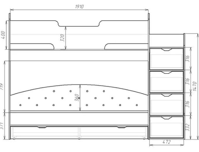 Двухъярусная кровать Юниор 13 (матрица)