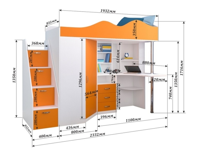 Кровать-чердак Ярофф СПб