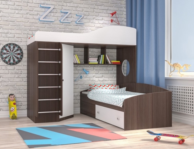 Кровать-чердак с лестницей Ярофф СПб