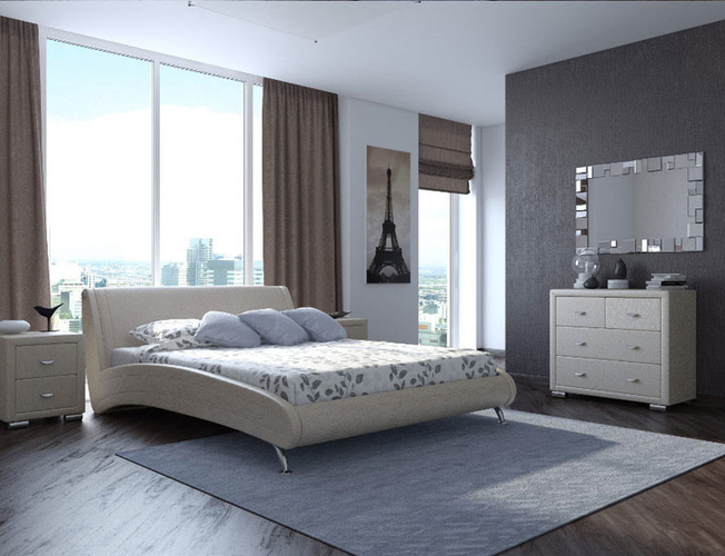 Кожаная кровать Corso 2 Lux Perl