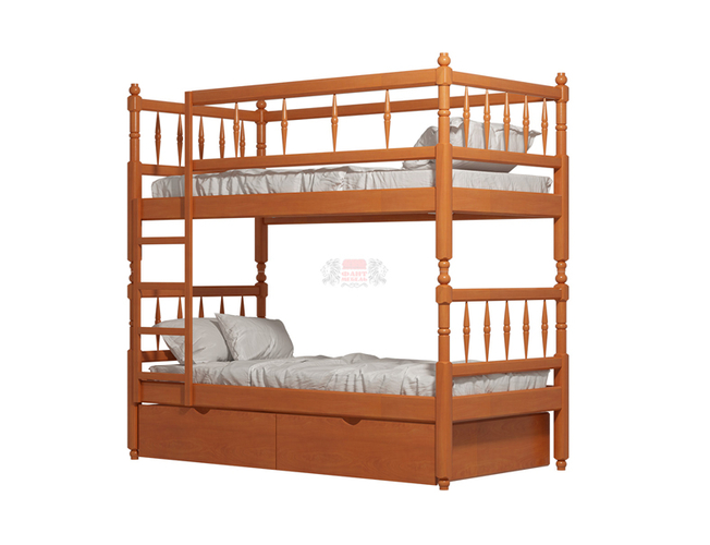 Кровать 2-х ярусная №2 из массива Фант, Вишня