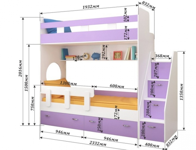 Кровать двухъярусная Ярофф СПб