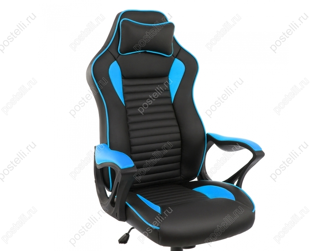 Игровое кресло Leon черное/голубое (Арт. 1875)