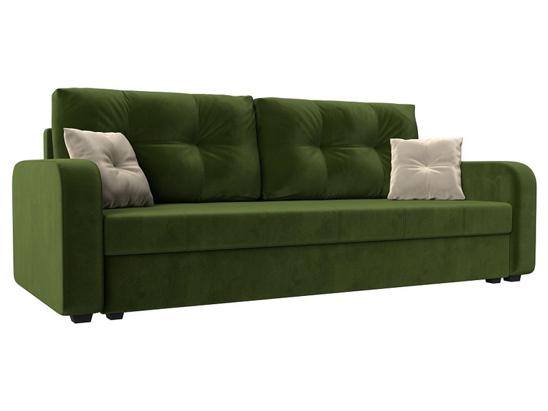 Прямой диван Ливерпуль ткань, микровельвет зеленый