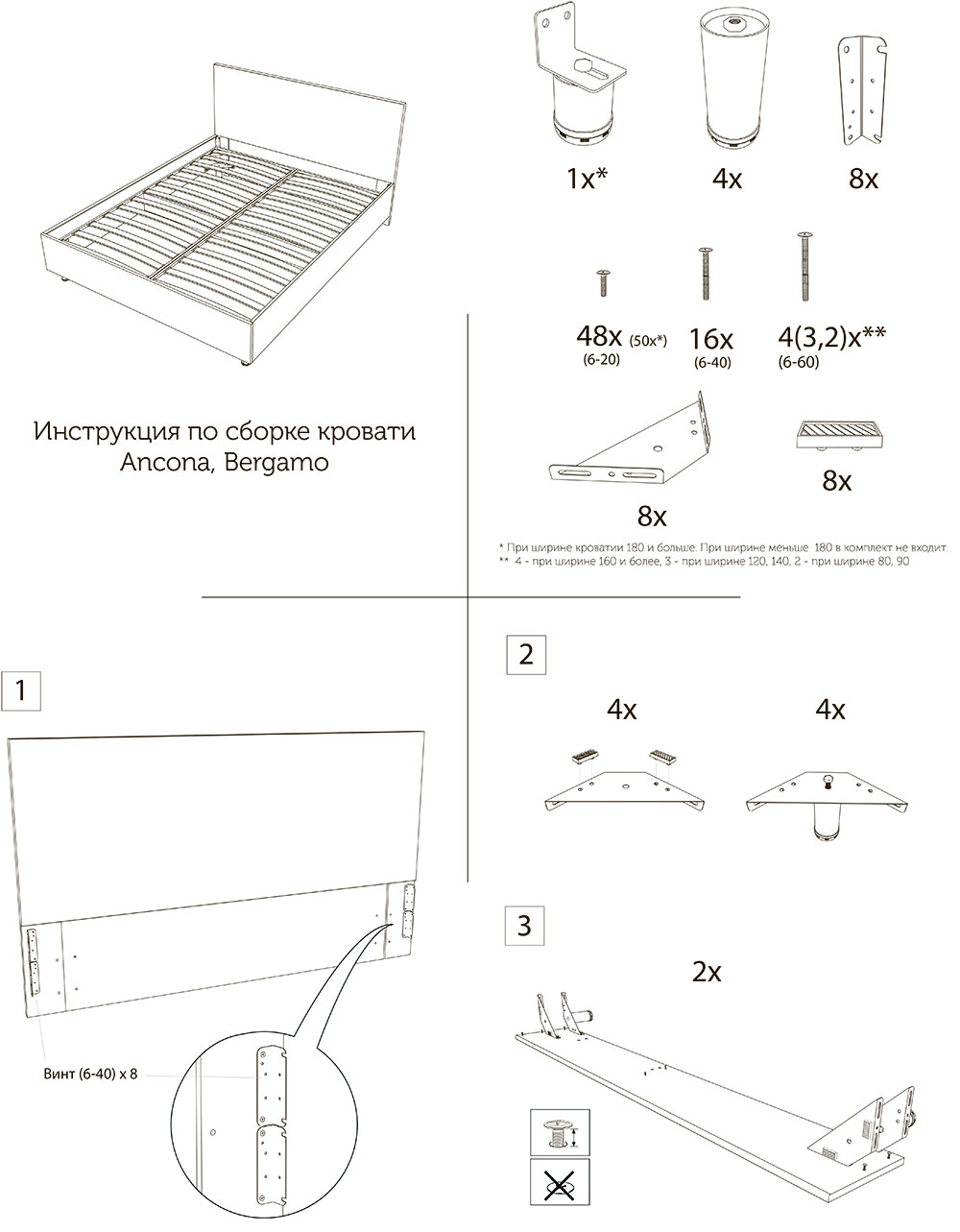 Схема сборки кровати с подъемным механизмом 
