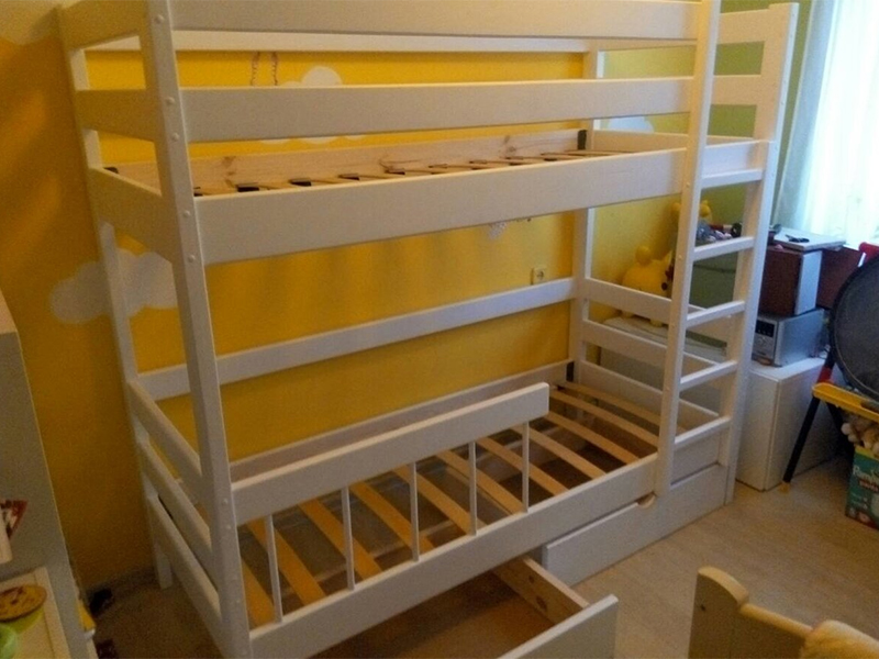 Двухъярусная кровать Кадет-2 с ящиками и точенным бортиком