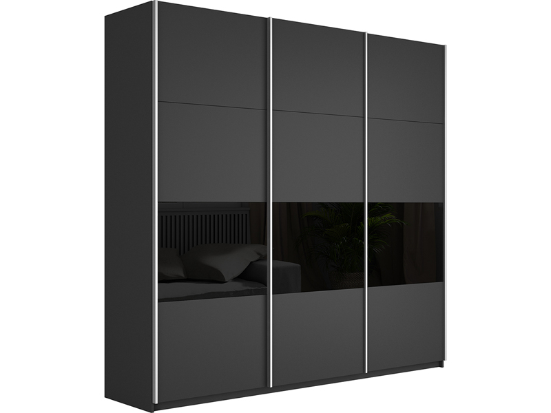 Шкаф-купе широкий Прайм Люкс 3-х дверный (фасад дсп/стекло белое/черное), Серый диамант