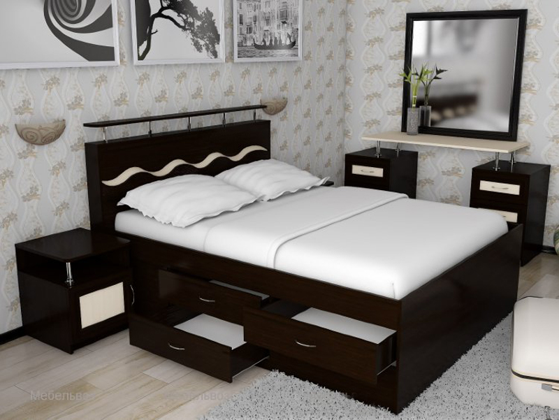 Кровать Волна-3 с комодом