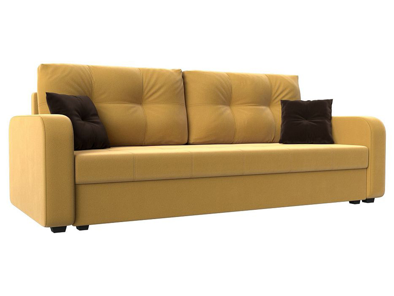 Прямой диван Ливерпуль ткань, микровельвет желтый